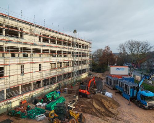 Man sieht den Grundriss des neuen Gebäudeteils der Beruflichen Schulen Rheingaus.