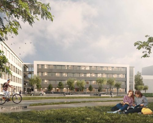 Projektplan zum Neubau der Beruflichen Schulen Rheinbau.